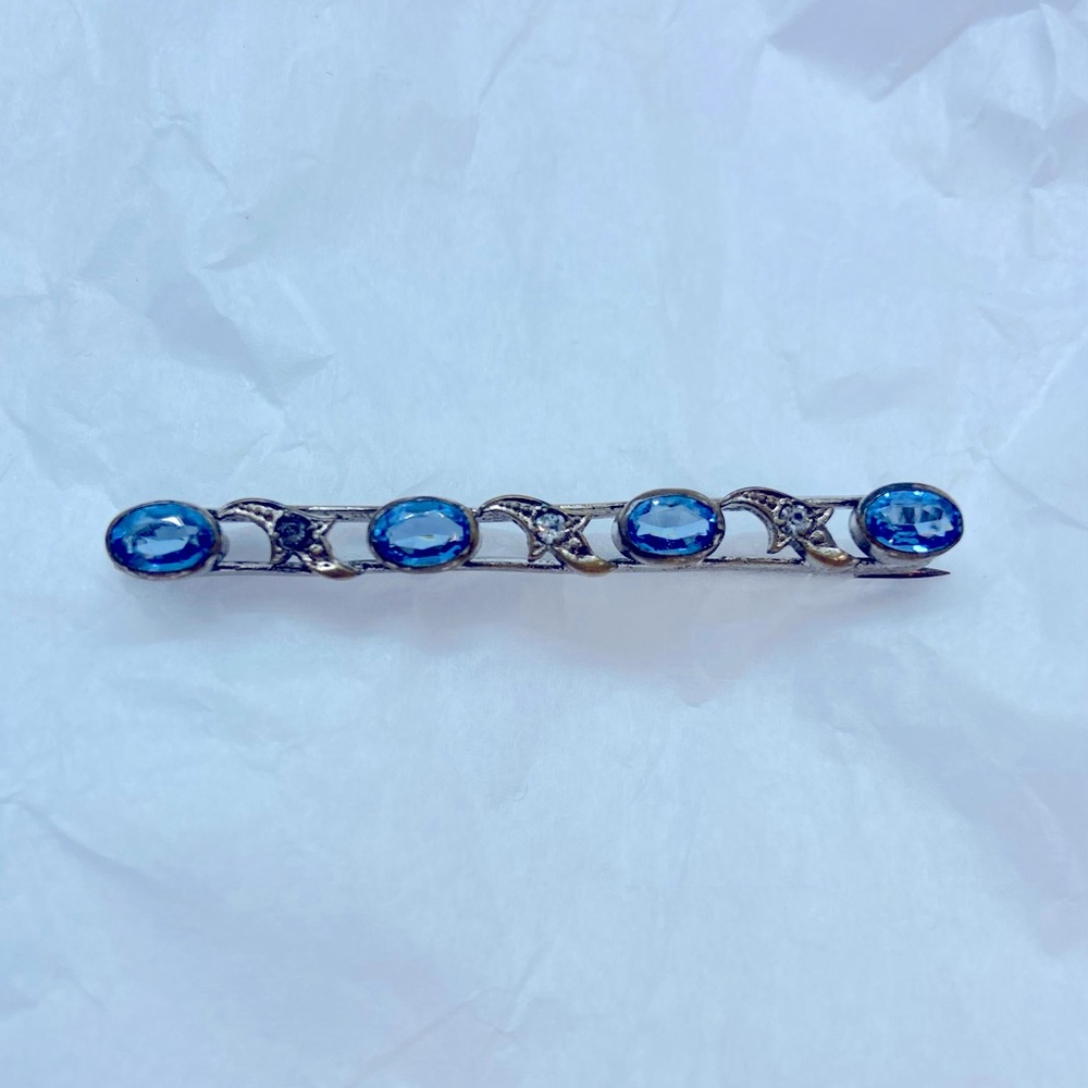 Vintage Blue Crystal Brooch